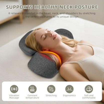 3-in-1 Neck Massage Pillow，Heat Therapy, Vibration and Traction