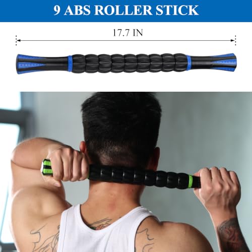 Muscle Roller Deep Tissue Massage Stick Cellulite Roller Fascia Blaster Lymphatic Drainage Massager for Muscle Soreness Tightness Physical Therapy(Blue Black) - color: Blue Black
