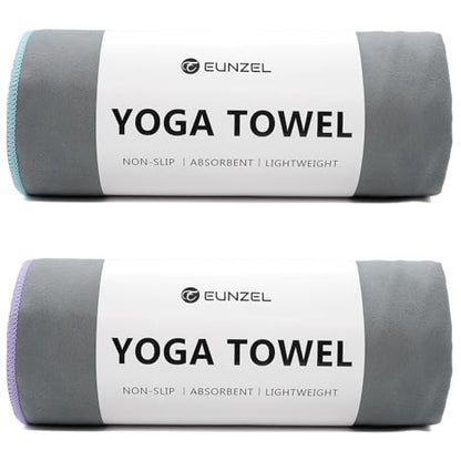 Eunzel Hot Yoga Mat Towel, Ultra-Absorbent Microfiber 72" x 26.5" | Ultra Absorbent Microfiber, Soft Touch Fabric, Quick Dry, Hot Yoga & Pilates, Machine Washable - color: Z-gray (2 Pack )