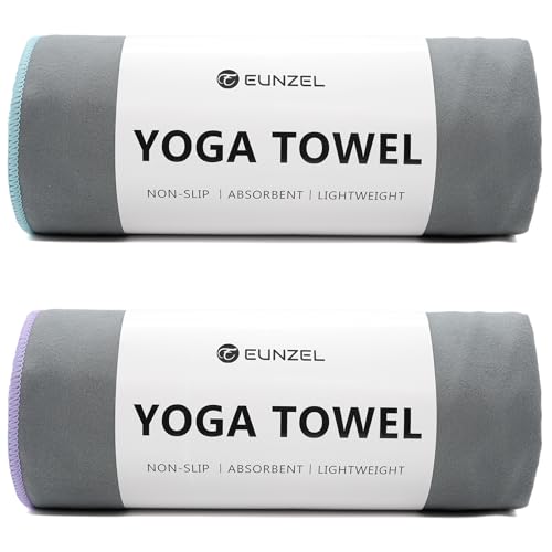 Eunzel Hot Yoga Mat Towel, Ultra-Absorbent Microfiber 72" x 26.5" | Ultra Absorbent Microfiber, Soft Touch Fabric, Quick Dry, Hot Yoga & Pilates, Machine Washable - color: Z-gray (2 Pack )