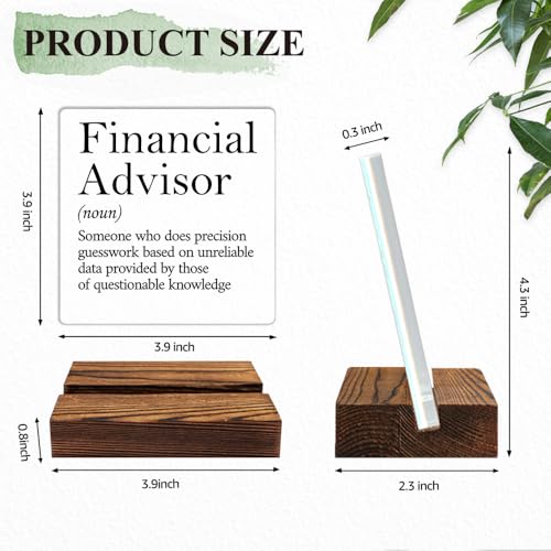 Financial Advisor 나무 스탠드가 있는 아크릴 사인, 재미있는 홈 오피스 책상 장식 명판, 재무 고문을 위한 감사 선물, 재무 승무원 투자 중개인 머니 메이커를 위한 감사 선물 - color: 블랙 3