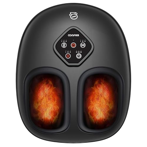 COMFIER 2026 Shiatsu Foot Massager with Heat,Compression,Kneading &Rolling,Foot Massager for Neuropathy,Plantar Fasciitis,Upgraded for Larger Feet Machine(Size 15),Home or Office,for Men Women - color: Dark-black