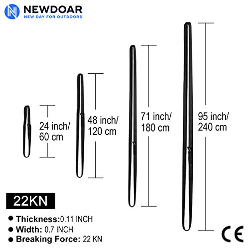 NewDoar 16mm Climbing Sling UIAA CE Certified,23KN EN566 Certified,Climbing Utility Cord Rock Climbing,Creating Anchors System,Rappelling Gear,Perfect for Tree Work - color: Black, size: 48"/120cm/1pcs
