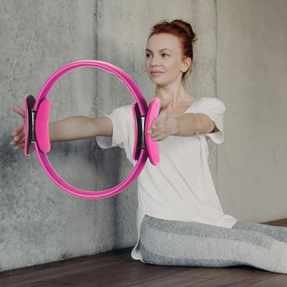 Syhood Pilates Ring 11. 81 Inch Pilates Circle Yoga Ring Magic Lightweight Flexible Workout Equipment for Fitness Physical Therapy Resistance Exercise Arms Legs - color: Pink