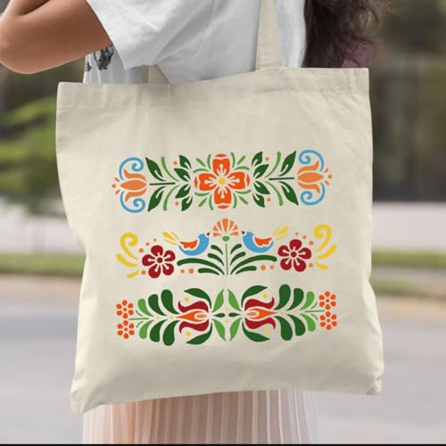Mexican Stencils for Painting Talavera Stencil | Reusable Folk Art Stencils for Painting on Vases Wall Floors Furniture Cielito Lindo Decor - style: Talavera