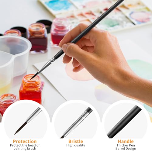 Tiny Detail Paint Brushes 60 Pcs Fine Paint Brushes Set with 3 Size #0#00#000 Liner Brush for Miniature 40k Model Crafts Watercolor Acrylics Oil