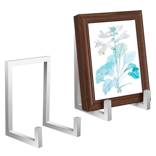 2 Pcs Large Plate Stands for Display Metal Frame Holder, Silver, 6 Inch | Plate Display Stand, Picture Frame Stand, Decorative Table Top Easels for Picture Book, Platter, Photo - color: Silver, size: 6 Inch
