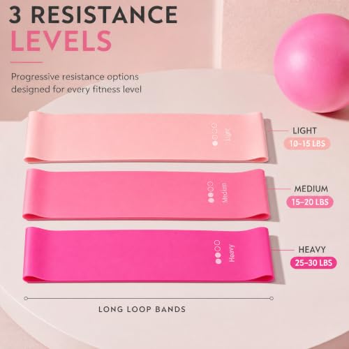 Pilates Ring and Ball Set, 6 Pcs Home Pilates Kit with 13” Circle Circle Yoga Ring 3 Resistance Bands 9.8” Pilates Ball Pilates Grip Socks, Pilates Essential Kit for Women Girl Home Workouts - size: 6 PCS