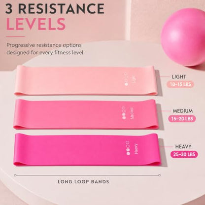 Pilates Ring and Ball Set, 6 Pcs Home Pilates Kit with 13” Circle Circle Yoga Ring 3 Resistance Bands 9.8” Pilates Ball Pilates Grip Socks, Pilates Essential Kit for Women Girl Home Workouts - size: 6 PCS
