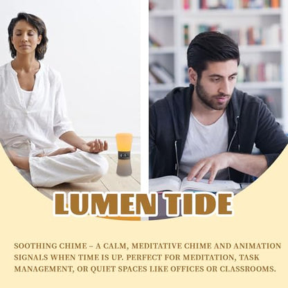 LED Visual Meditation Timer & Digital Hourglass, 1-99 Mins Adjustable Pomodoro Cube, Silent Productivity Tool for ADHD Kids & Adults, Home Office & Deep Work Focus, Rechargeable
