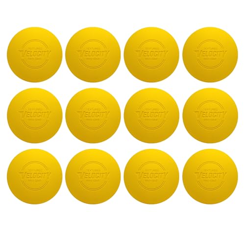 Velocity Pro Grip Lacrosse Balls - 6, 12, 18, 60 and 120 Packs - Certified for Youth, Club, High School, CLA, and College Game Play - color: Yellow, size: 12 Balls
