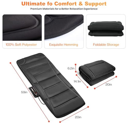 CILI Full Body Massage Mat with Heat, Upgrade Graphene Heating Vibration Back Massage Pad, Full Body Massager for Bed Chair Sofa, Massage Mattress Pad, Ideal Gifts for Mom Dad