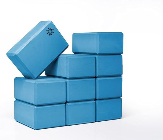 Bulk 4in Foam Yoga Blocks, 10 Pack | Workout Block for Stretching, Pilates, and Workout, Firm and Supportive Exercise Blocks for Home, Schools, and Studios - color: Oceanside