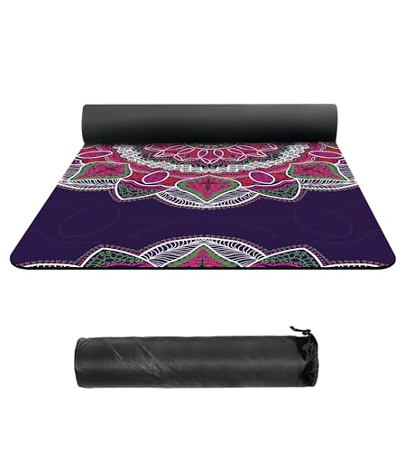 nuveti Suede TPE Yoga Mat High Density Non Slip Yoga Mats with Carrying Bag,72"x32" Extra Thick 8MM Exercise & Workout Mat for Yoga, Pilates and Fitness - color: Flowers C