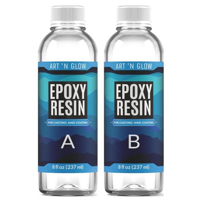 Crystal Clear Epoxy Resin Kit 16oz - Food Safe, UV Resistant, Bubble Free | Casting & coating epoxy resin for jewelry, coasters, molds, art, wood & more. Bubble-free, low odor, USA based business - size: 16 Ounce