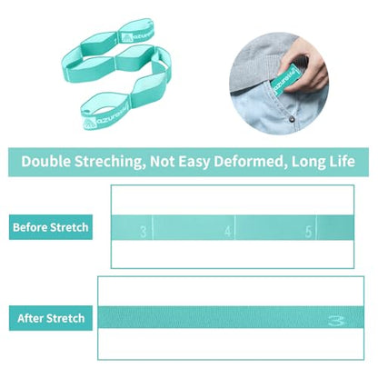 A AZURELIFE Elastic Yoga Stretching Strap, Multi-Loop Stretch Strap for Physical Therapy, Pilates, Yoga, Dance & Gymnastics Exercise and Flexible Pilates Stretch Band - color: Elastic-Green