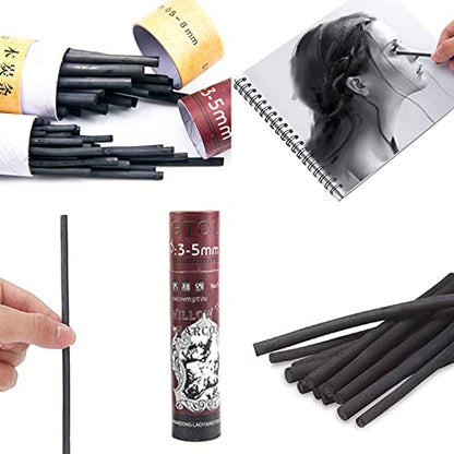 25 pcs Willow Charcoal Sticks for Sketching and Drawing 3-5mm