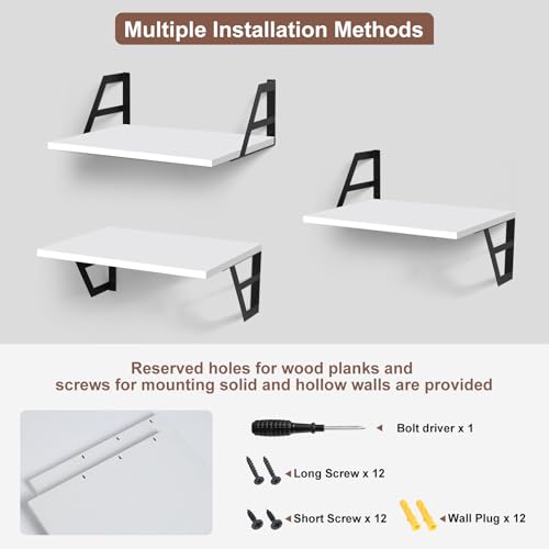 Tectocker-DOU 2 Pc Deep Floating Wall Shelves, Heavy Duty, 15.7×11.8, White - color: White, size: 15.7W×11.8D