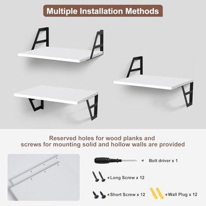 Tectocker-DOU 2 Pc Deep Floating Wall Shelves, Heavy Duty, 15.7×11.8, White - color: White, size: 15.7W×11.8D