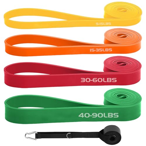 Exercise Bands Resistance Bands for Working Out,Pull Up Bands Set,at Home Workout Equipment,Workout Bands for Men and Women,Stretch Bands for Exercise - color: Yellow, Orange, Red, Green