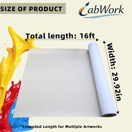 29.92" x 16 ft Cotton Linen Blend Canvas Roll for Painting,12 oz Triple Acrylic Gesso Primed Artist Canvas Roll,Unstretched Canvas Fabric for Oil Painting,Professional Artists & Art Students - size: 29.92 in × 16 ft
