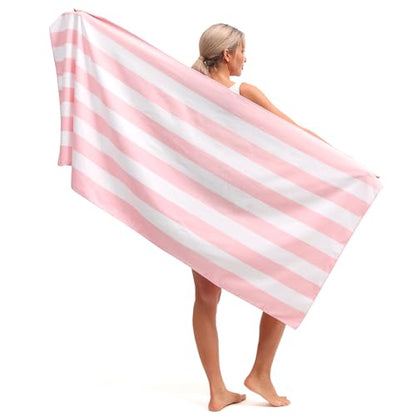 Eunzel 2 Pack Microfiber Beach Towel, Quick Dry Travel Towel Large Sand Free Towel for Beach, Camping, Swim Pool, Gym, Sports& Yoga 71"x32", Stripe Navy & Pink - color: Stripe Navy & Pink