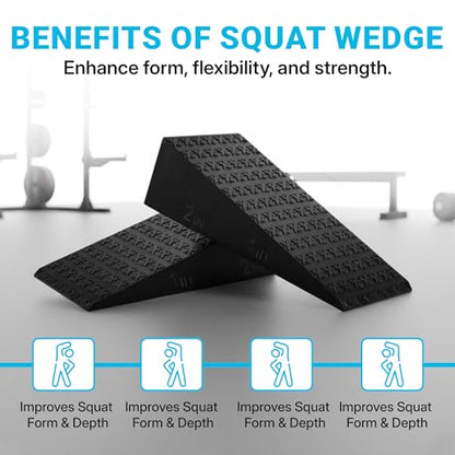 Uwaomah.Squat wedge, pack of 2, 1500 LBS Capacity, 1" & 2" Heel Elevated Squat wedge block of calf stretching & Physical Therapy, Foot Workout Wedge, Ankle Mobility, Portable Heavy Duty Blocks