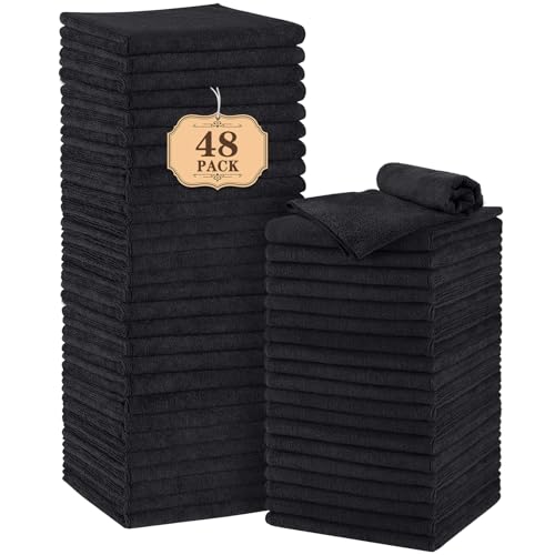 Orighty Salon Towels, 48 Pack Black Microfiber Hair Towel (16 x 29 Inch) | Super Soft and Absorbent Microfiber Towels for Salon, Hand, Gym, Bath, Spa and Home Hair Care (Not Bleach Proof) - size: 16 x 29 Inches (48 Pack)