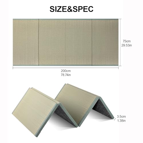 Japanese Tatami Mat, Tatami, Rug, Foldable Mattress, Roll up Rug, Japanese Floor Mattress, Floor Sleeping Japanese Futon Mattress, Meditation Yoga, Zen - size: Green 75×200×3.5cm