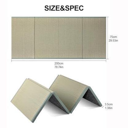 Japanese Tatami Mat, Tatami, Rug, Foldable Mattress, Roll up Rug, Japanese Floor Mattress, Floor Sleeping Japanese Futon Mattress, Meditation Yoga, Zen - size: Green 75×200×3.5cm