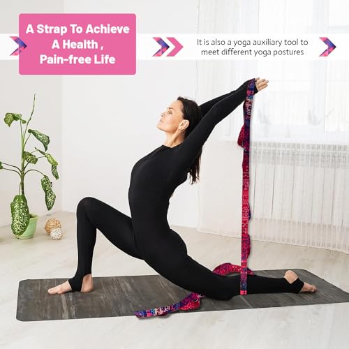 Aozora Yoga Strap Stretching Strap with Loops, Stretch Straps for Physical Therapy, 10 Loops Non-Elastic Exercise Strap for Pilates, Dance and Gymnastics - color: Colorful triangle, size: 1.5"W