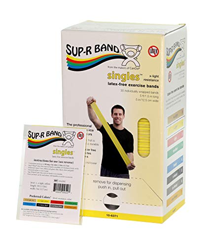 CanDo 10-6371 Sup-R Band Latex-Free Exercise Band, 5' Length, Yellow, Pack of 30 - color: Yellow: X-Light, size: 5 ft Single (30 ct)