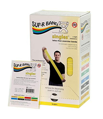 CanDo 10-6371 Sup-R Band Latex-Free Exercise Band, 5' Length, Yellow, Pack of 30 - color: Yellow: X-Light, size: 5 ft Single (30 ct)