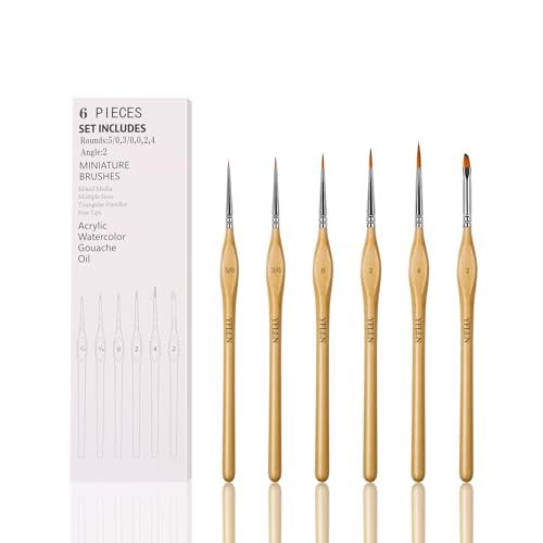 6Pcs Miniature Paint Brushes Set with Triangular Handles - for Acrylics, Oils, Watercolors & Paint by Number, Figurine - size: 6PCS