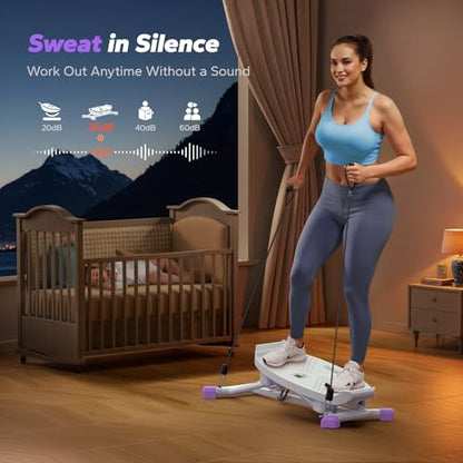 MERACH Balance Board for Adults, Rocking Stepper with Resistance Bands - color: White&Pink