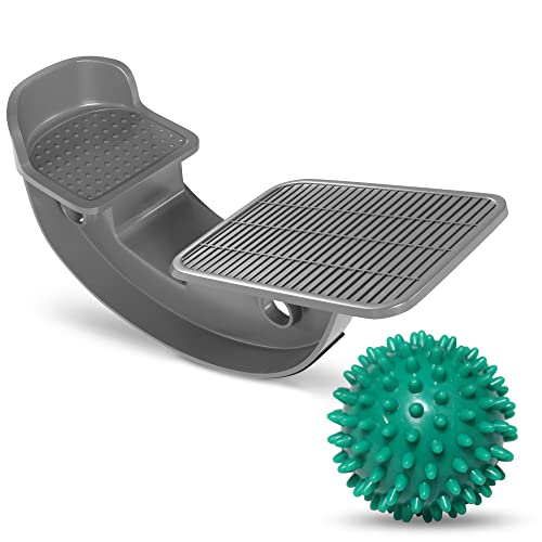 ProHeal Foot Rocker Calf Stretcher with Spiked Ball Massager - for Plantar Fasciitis, Achilles Tendonitis - Calf, Foot, Heel, and Ankle Stretcher - Lower Leg Pain Relief - Gray with Green Ball - color: Gray With Green Ball