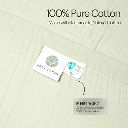 Salt Earth 100% Cotton Gauze 55"X75" Twin 4 Layered Blanket- Sea Foam - color: Sea Foam, size: 55"X75" Twin