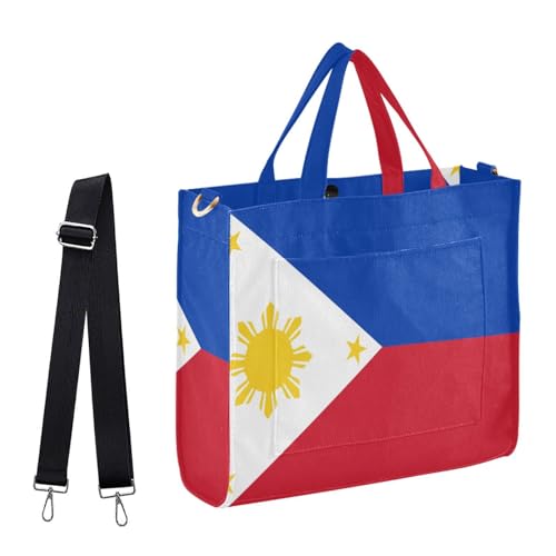 Naanle Chic Pattern Corduroy Satchel Tote Shoulder Bag for Women Weekender Travel Beach Shopping Gym - color: Multi-philippines Flag, size: S-10.2 x 9 x 4 Inches