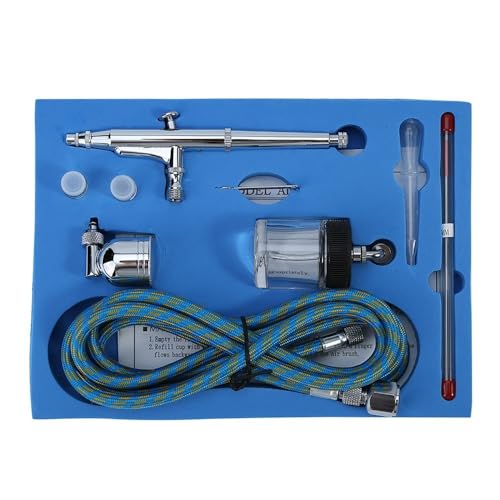 Anu Limen Dual Action Gravity Feed Airbrush Kit, 0.2/0.3/0.5mm Needle Nozzle Sprayer with 7ml/22ml Cups for Model Paint, Nails