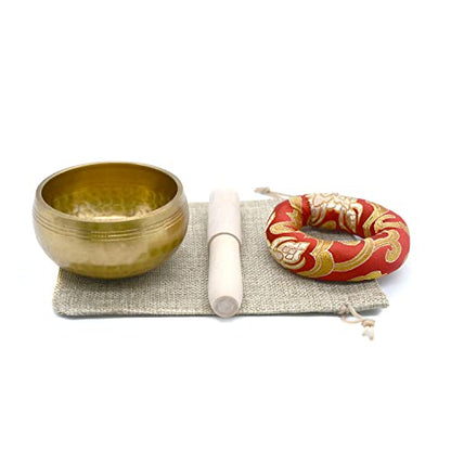 Singing Bowls, Tibetan Singing Bowl Set, Meditation Bowl, Sound Bowls-Easy To Play for Beginners - color: Gold Starter Edition - 3.15 inch