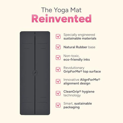 Liforme Evolve Yoga Mat - Patented Alignment Design, Advanced Non-Slip Grip - color: Grey