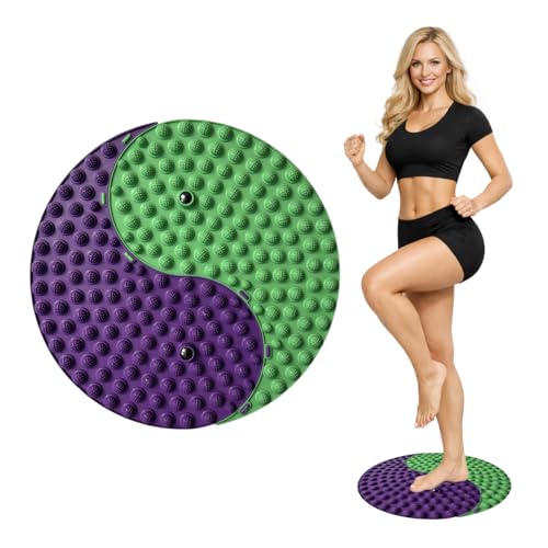 Foot Massager Mat, Yinyang Balance Tai ji Bagua Pattern with Magnetic Therapy, Acupressure Reflexology Mat for Daily Foot Relaxation and Pain Relief, Purple and Green - color: Purple and Green