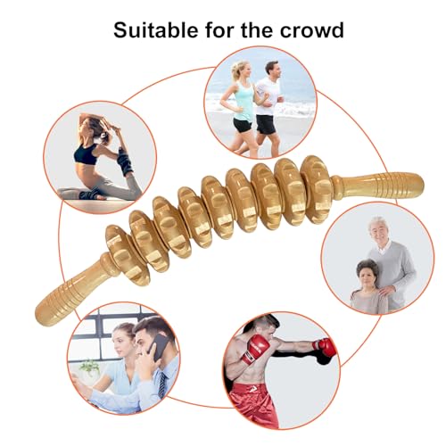 Curved Wood Massage Roller Stick for Muscle Relief & Cellulite Reduction - color: White