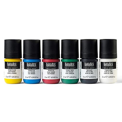 Liquitex Acrylic Gouache Paint Set, 6 x 22ml (0.74-oz), Primaries | Ultra pigmented, low viscosity, flat matte finish, no brush strokes, permanent & non-cracking & perfect for color-blocking - style: Primaries Set 12 x 22ml (0.74-oz)