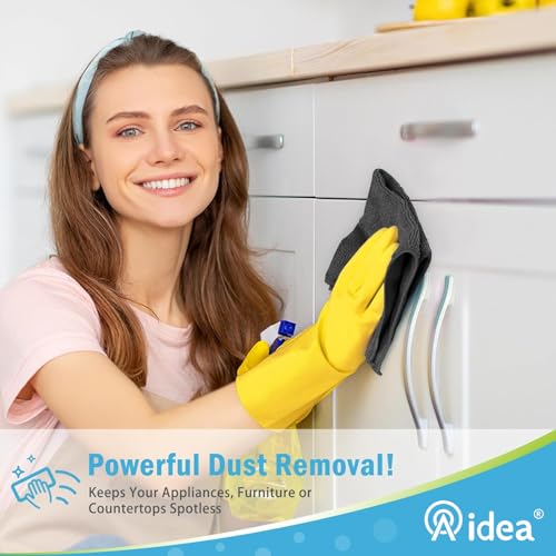 AIDEA Black Microfiber Cleaning Cloth-8PK, Cleaning Rags 12"x 16" Reusable - color: Black, size: 12in.x16in.