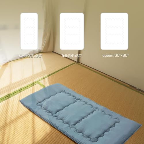 Japanese Floor Mattress Futon Mattress, 39” x 80" Sleeping Tatami Mat 2.5" Thicken Foldable Roll Up Shikibuton Pad Dormitory Pad Kids Floor Lounger Pillow Bed For Adult Kids, Grey, Twin Size
