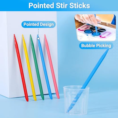 Resin Measuring Cups and Sticks, 200PCS Disposable Mixing Cups Set - 100PCS 30ml Graduated Measuring Cups and 100PCS Pointed Stir Sticks for Epoxy Resin, Glue, Paint Pouring - color: Clear cups+point stick, size: 30ml
