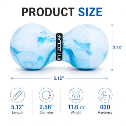 FITZELAR Double Lacrosse Massage Ball for Myofascial Release, Quality Certification, Massage Deep Tissue for Waist Back Feet, Trigger Point Therapy, Muscle Knots, Peanut Massage Ball for Muscle Pain - color: Blue