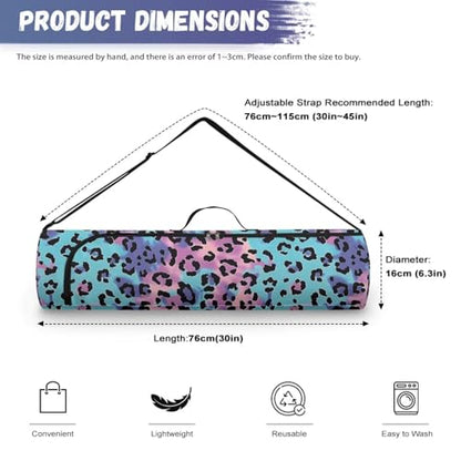 Yoga Mat Bag for Women & Men Full-Zip Yoga Mat Carrier Bag for Class Workout Park with Adjustable Strap - color: Blue Purple Leopard