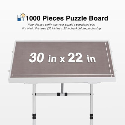 1000 Piece Jigsaw Puzzle Board Table with Drawers and Cover, Puzzle Board with Adjustable Angle and Height, Movable Puzzle Table with Legs for Adults, 30''x22'' Board with Storage, 4 Wheels - size: 1000 Puzzle Table